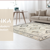 Ultra Soft Area Rug, Non Slip, Stain Resistant, Washable Area Rugs for Living Room, Bedroom, Stylish Rustic Ogee Pattern(Beige)