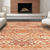 Ultra Soft Area Rug, Non Slip, Stain Resistant, Washable Area Rugs for Living Room, Bedroom, Rustic Geometric Burnt Orange Motif(Orange)