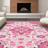 Ultra Soft Area Rug, Non Slip, Stain Resistant, Washable Area Rugs for Living Room, Bedroom, Artistic Bright Floral Impression(Pink)