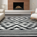 Ultra Soft Area Rug, Non Slip, Stain Resistant, Washable Area Rugs for Living Room, Bedroom, Elegant Chevron Stripe Carpet with Crisp Black and White Repeating Motifs(Black)