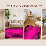 Ultra Soft Area Rug, Non Slip, Stain Resistant, Washable Area Rugs for Living Room, Bedroom, Dynamic Tropical Pattern Fusion(Pink)