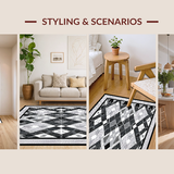 Ultra Soft Area Rug, Non Slip, Stain Resistant, Washable Area Rugs for Living Room, Bedroom, Contemporary Earth Tone Trellis Design(Gray)