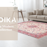 Ultra Soft Area Rug, Non Slip, Stain Resistant, Washable Area Rugs for Living Room, Bedroom, Elegant Vintage Rose Theme(White)