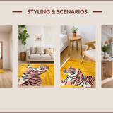 Ultra Soft Area Rug, Non Slip, Stain Resistant, Washable Area Rugs for Living Room, Bedroom, Vibrant Yellow Animal Motif(Gold)