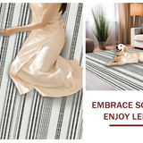 Ultra Soft Area Rug, Non Slip, Stain Resistant, Washable Area Rugs for Living Room, Bedroom, Sleek Striped Contrast Rug Featuring Crisp Black and White Linear Layers(Black)