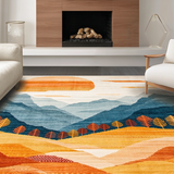 Ultra Soft Area Rug, Non Slip, Stain Resistant, Washable Area Rugs for Living Room, Bedroom, Chic Minimalist Terrain Design(Orange)