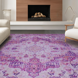 Ultra Soft Area Rug, Non Slip, Stain Resistant, Washable Area Rugs for Living Room, Bedroom, Modern Ogee Pattern Expression(Pink)