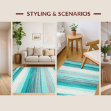Ultra Soft Area Rug, Non Slip, Stain Resistant, Washable Area Rugs for Living Room, Bedroom, Rustic Textured Colorful Weave(Green)