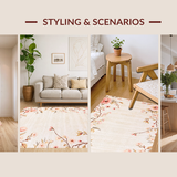 Ultra Soft Area Rug, Non Slip, Stain Resistant, Washable Area Rugs for Living Room, Bedroom, Rustic Warm Floral Accents(Beige)