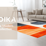 Ultra Soft Area Rug, Non Slip, Stain Resistant, Washable Area Rugs for Living Room, Bedroom, Chic Modern Organic Shapes(Orange)