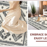 Ultra Soft Area Rug, Non Slip, Stain Resistant, Washable Area Rugs for Living Room, Bedroom, Chic Abstract Tiled Pattern(Black)