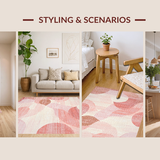 Ultra Soft Area Rug, Non Slip, Stain Resistant, Washable Area Rugs for Living Room, Bedroom, Chic Curvy Bow Accent Rug with Artful Looped Ends and Minimalist Dot Details(Pink)