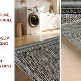 Ultra Soft Area Rug, Non Slip, Stain Resistant, Washable Area Rugs for Living Room, Bedroom, Timeless Striped Patterned Visual(White)
