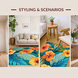 Ultra Soft Area Rug, Non Slip, Stain Resistant, Washable Area Rugs for Living Room, Bedroom, Stylish Contemporary Nature-Inspired Arrangement(Orange)