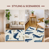 Ultra Soft Area Rug, Non Slip, Stain Resistant, Washable Area Rugs for Living Room, Bedroom, Serene Nautical Palette Composition(Blue)