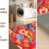 Ultra Soft Area Rug, Non Slip, Stain Resistant, Washable Area Rugs for Living Room, Bedroom, Eclectic Floral Palette Design(Red)