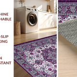 Ultra Soft Area Rug, Non Slip, Stain Resistant, Washable Area Rugs for Living Room, Bedroom, Sophisticated Pastel Floral Touch(Purple)
