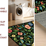 Ultra Soft Area Rug, Non Slip, Stain Resistant, Washable Area Rugs for Living Room, Bedroom, Maximalist Botanical Bloom Composition(Red)