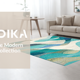 Ultra Soft Area Rug, Non Slip, Stain Resistant, Washable Area Rugs for Living Room, Bedroom, Coastal Wave Motif Runner Rug Nautical Shell Pattern Ocean Breeze Floor Decor(Blue)