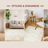 Ultra Soft Area Rug, Non Slip, Stain Resistant, Washable Area Rugs for Living Room, Bedroom, Serene Light Beige Flowing Patterns(Beige)
