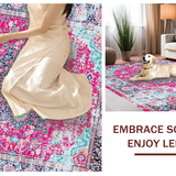 Ultra Soft Area Rug, Non Slip, Stain Resistant, Washable Area Rugs for Living Room, Bedroom, Elegant Colorful Trellis Arrangement(Pink)