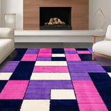 Ultra Soft Area Rug, Non Slip, Stain Resistant, Washable Area Rugs for Living Room, Bedroom, Modern Abstract Circular Patterns(Purple)