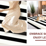 Ultra Soft Area Rug, Non Slip, Stain Resistant, Washable Area Rugs for Living Room, Bedroom, Striped Modern Kitchen Washable Area Rug(Black)