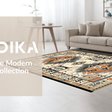 Ultra Soft Area Rug, Non Slip, Stain Resistant, Washable Area Rugs for Living Room, Bedroom, Stylish Abstract Cultural Influence(Orange)