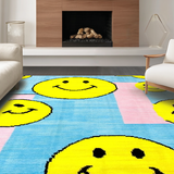 Ultra Soft Area Rug, Non Slip, Stain Resistant, Washable Area Rugs for Living Room, Bedroom, Colorful Happy Expressions Pattern(Yellow)