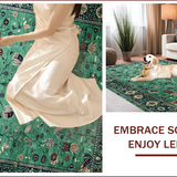 Ultra Soft Area Rug, Non Slip, Stain Resistant, Washable Area Rugs for Living Room, Bedroom, Elegant Botanical Tiled Arrangement(Green)
