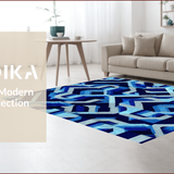 Ultra Soft Area Rug, Non Slip, Stain Resistant, Washable Area Rugs for Living Room, Bedroom, Modern Deep Royal Geometric Living Room Rug(Blue)