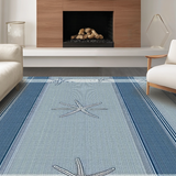 Ultra Soft Area Rug, Non Slip, Stain Resistant, Washable Area Rugs for Living Room, Bedroom, Modern Linear Nautical Design(Blue)