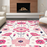 Ultra Soft Area Rug, Non Slip, Stain Resistant, Washable Area Rugs for Living Room, Bedroom, Elegant Light Blush Tiled Design(White)