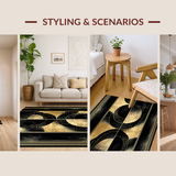 Ultra Soft Area Rug, Non Slip, Stain Resistant, Washable Area Rugs for Living Room, Bedroom, Vivid Abstract Expressionist Palette(Gold)