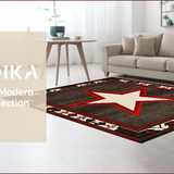 Ultra Soft Area Rug, Non Slip, Stain Resistant, Washable Area Rugs for Living Room, Bedroom, Rustic Earthy Star Motif(Black)
