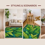 Ultra Soft Area Rug, Non Slip, Stain Resistant, Washable Area Rugs for Living Room, Bedroom, Charming Irregular Plant Motif(Green)