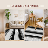 Ultra Soft Area Rug, Non Slip, Stain Resistant, Washable Area Rugs for Living Room, Bedroom, Farmhouse Inspired Bold Stripe Concept(Black)