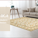 Ultra Soft Area Rug, Non Slip, Stain Resistant, Washable Area Rugs for Living Room, Bedroom, Rustic Distressed Botanical Design(Beige)