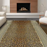 Ultra Soft Area Rug, Non Slip, Stain Resistant, Washable Area Rugs for Living Room, Bedroom, Elegant Wild Print Composition(Brown)