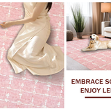 Ultra Soft Area Rug, Non Slip, Stain Resistant, Washable Area Rugs for Living Room, Bedroom, Preppy Pink Bow Pattern Scalloped Edge Rug(Pink)