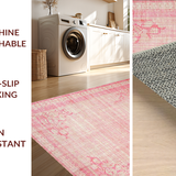 Ultra Soft Area Rug, Non Slip, Stain Resistant, Washable Area Rugs for Living Room, Bedroom, Aesthetic Bow Design Scalloped Border Rug(Pink)