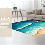Ultra Soft Area Rug, Non Slip, Stain Resistant, Washable Area Rugs for Living Room, Bedroom, Summer Seaside Aesthetic Bedroom Non-Slip Area Rug(Blue)