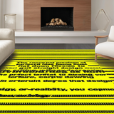 Ultra Soft Area Rug, Non Slip, Stain Resistant, Washable Area Rugs for Living Room, Bedroom, Lighthearted Elegant Script Style(Yellow)