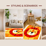 Ultra Soft Area Rug, Non Slip, Stain Resistant, Washable Area Rugs for Living Room, Bedroom, Sunny Animal Alphabet Array(Red)