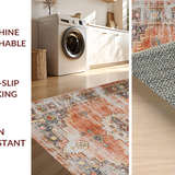 Ultra Soft Area Rug, Non Slip, Stain Resistant, Washable Area Rugs for Living Room, Bedroom, Contemporary Ogee Style Accent(Orange)
