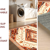 Ultra Soft Area Rug, Non Slip, Stain Resistant, Washable Area Rugs for Living Room, Bedroom, Rustic Ethnic Patterned Elegance(Beige)