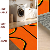 Ultra Soft Area Rug, Non Slip, Stain Resistant, Washable Area Rugs for Living Room, Bedroom, Bold Black Abstract Elements(Orange)