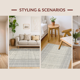 Ultra Soft Area Rug, Non Slip, Stain Resistant, Washable Area Rugs for Living Room, Bedroom, Warm Earthy Trellis Patterns(Beige)