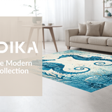 Ultra Soft Area Rug, Non Slip, Stain Resistant, Washable Area Rugs for Living Room, Bedroom, Trendy Ocean-Themed Area Rug with Decorative Seahorse and Shell Patterns(Blue)
