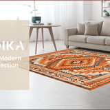 Ultra Soft Area Rug, Non Slip, Stain Resistant, Washable Area Rugs for Living Room, Bedroom, Aztec Geometric Fall Bedroom Washable Low Pile Carpet(Orange)